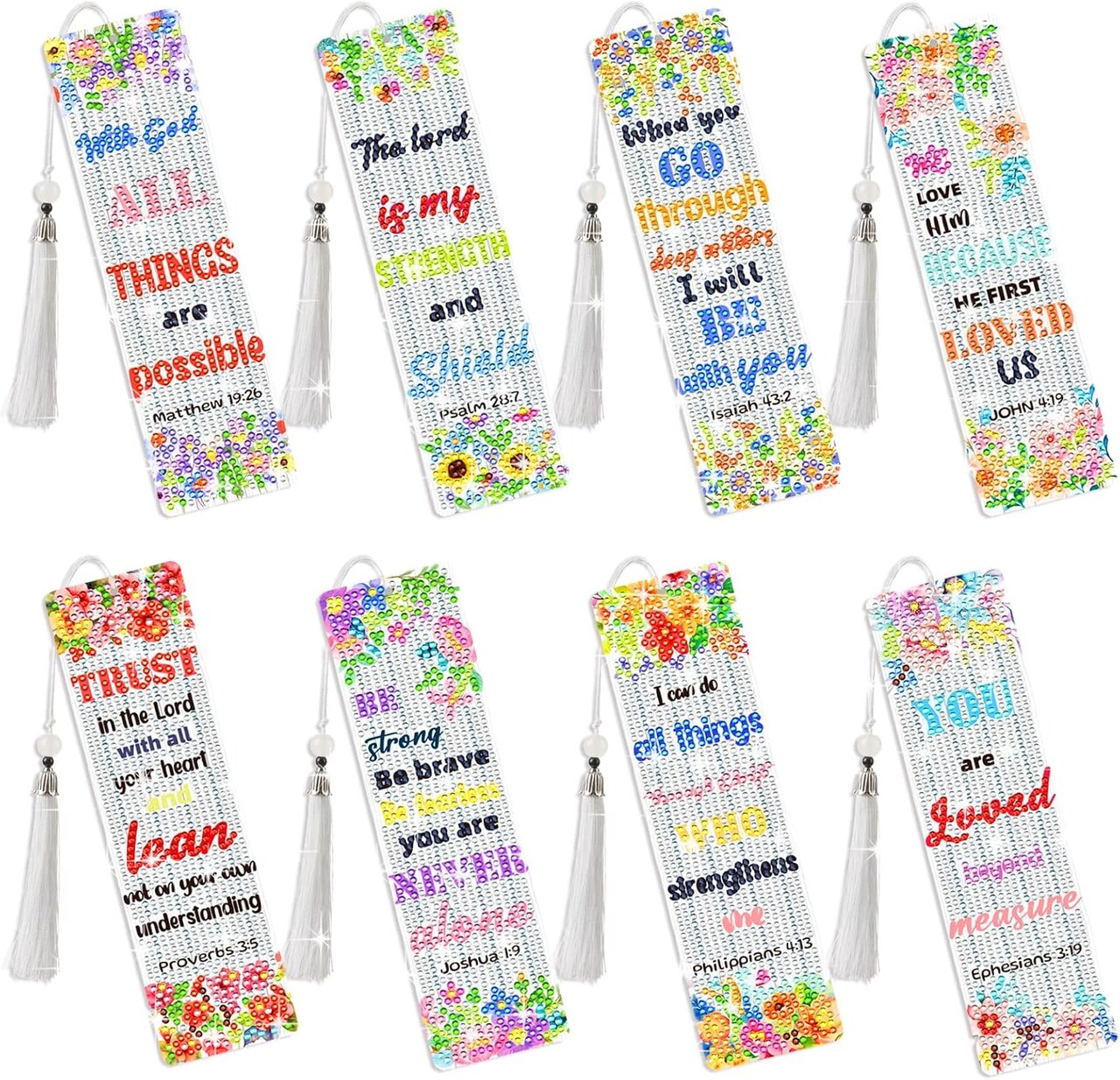 Christian Bible Verse 8PCS Diamond Painting Bookmarks Kits 5D